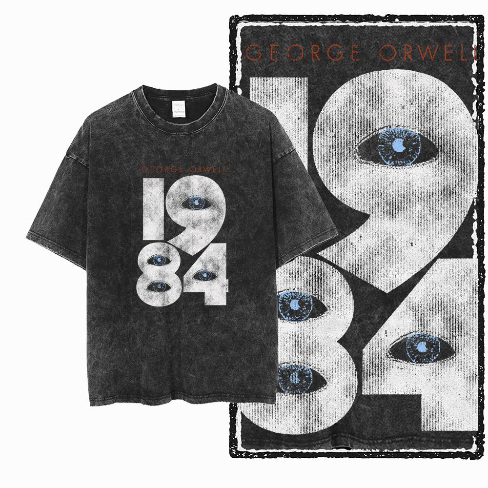 Acid Wash Vintage Graphic T Shirt - تي شيرت رجالي G02 حصري مصنوع