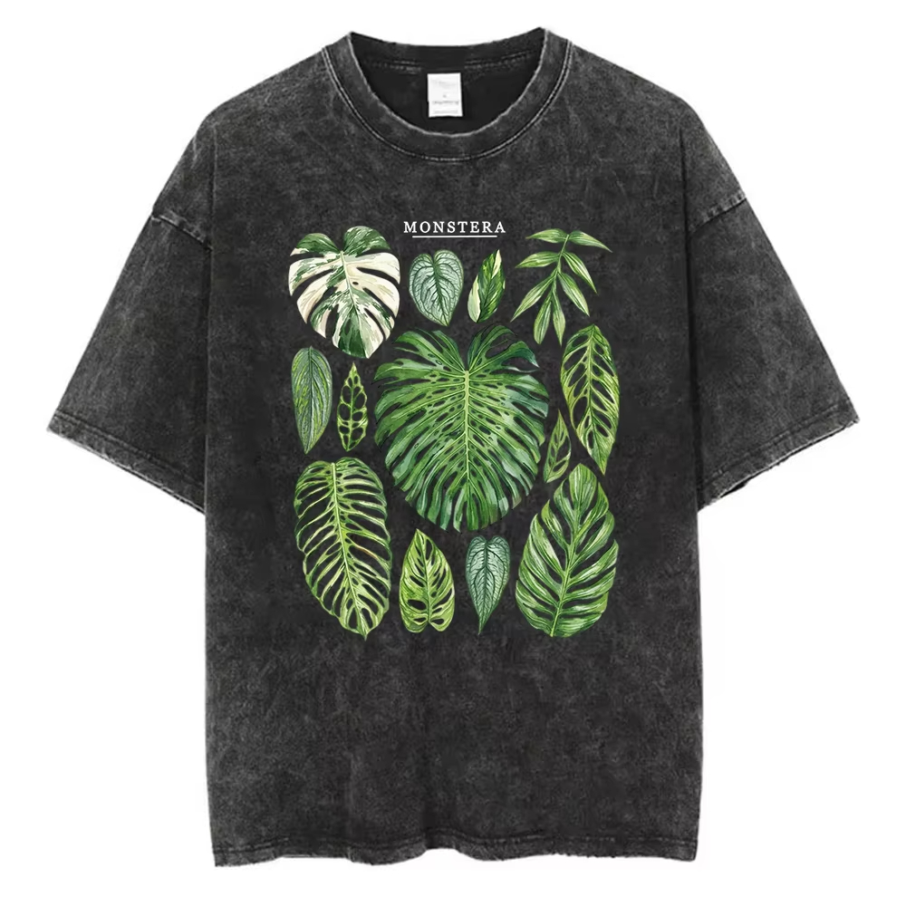 تي شيرت بتصميم أوراق المونستير - مراجعة Acid Wash Vintage Graphic T Shirt وسعره