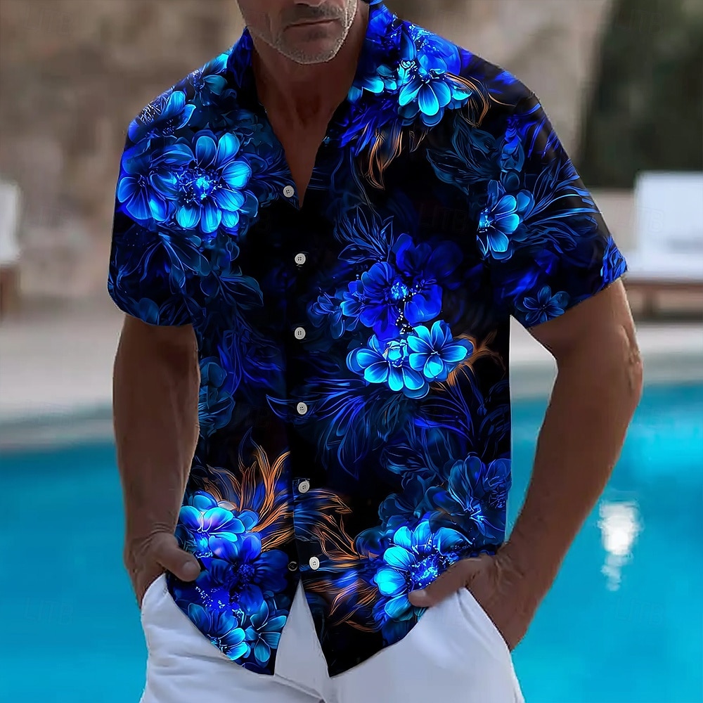 الرجال الأزهار طباعة النيون تو - مراجعة Vintage Hawaiian Floral Shirt وسعره