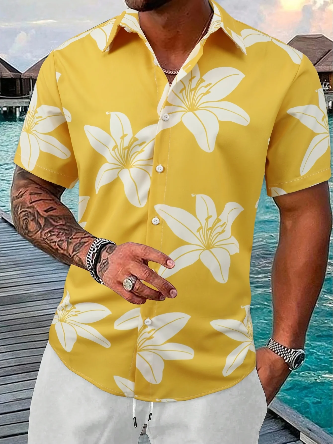 قميص هاواي رجالي كبير الحجم بن - مراجعة Vintage Hawaiian Floral Shirt وسعره