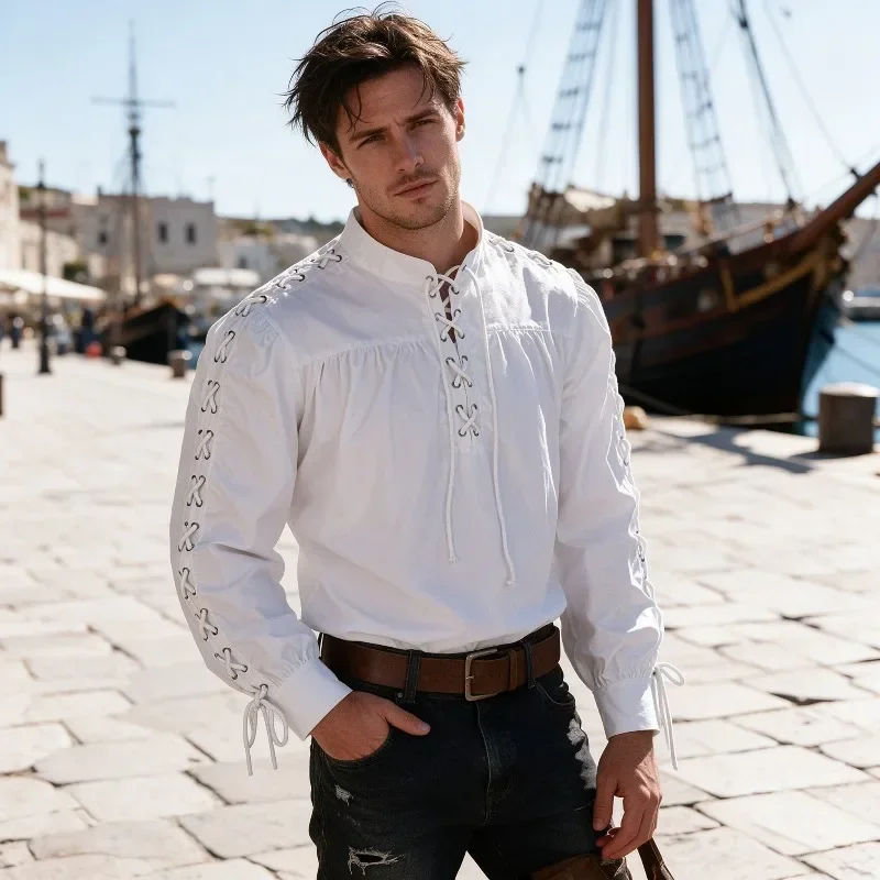 قميص قراصنة من العصور الوسطى ل - مراجعة Medieval Gothic Lace Up Pirate Shirt وسعره