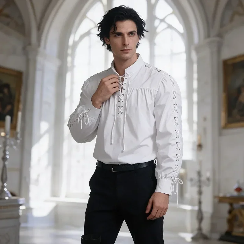 قميص قراصنة من العصور الوسطى ل - مراجعة Medieval Gothic Lace Up Pirate Shirt وسعره