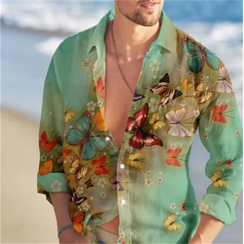 فراشة هاواي قميص للرجال ، طباع - مراجعة Vintage Hawaiian Floral Shirt وسعره