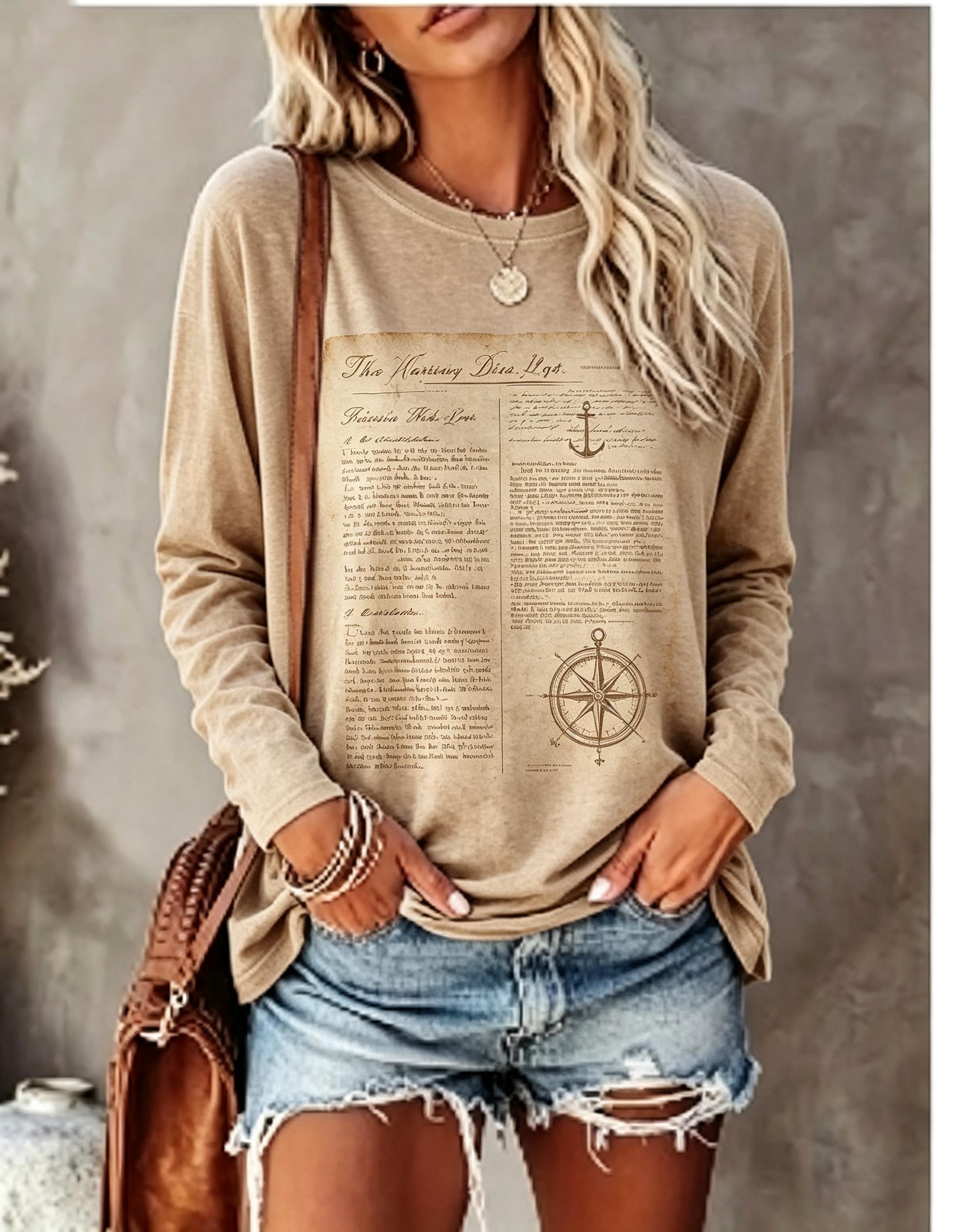 تي شيرت نسائي بأكمام طويلة، بت - مراجعة Shirts وسعره